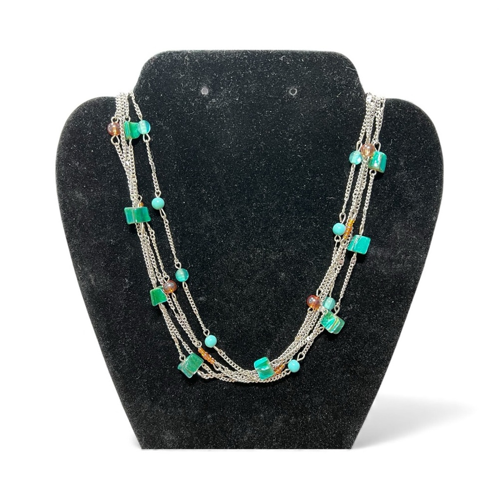 CJ Banks Silver and Turquoise Layered Necklace